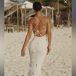 Meshki Suki Knit Maxi Dress With Flowers - Nude